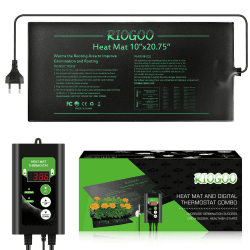 RIOGOO Setzling-Heizmatte und Thermostat-Set, wasserdichtes Gewächshaus-Heizkissen 10" x 20,75" 10''x20.75'' seedling heat mat and thermostat