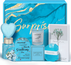 Eletorot Geschenke für Frauen, Geburtstagsgeschenk für Frauen Freundin Frau, Geschenk Herzförmiges Acryl Dekoschild Geschenkset, Valentinstag Geschenk für Sie Blau