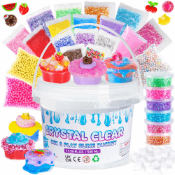 Thedttoy Crystal Slime Set, 500 ml DIY Clear Schleim Kinder Set mit 26 Add-Ins, Schleim Selber Machen Set, Sensorisches Slime Spielzeug Geschenk für Kinderparty, Geburtstag, Ostern, Neujahr