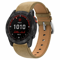 Armband für Fenix 7/Fenix 6/Fenix 5, 22mm Echtleder Ersatzarmband QuickFit Armband für Fenix 6 Pro, Fenix 5 Plus, Fenix 7 Solar, Forerunner 945, 935, Approach S62, S60, Garmin Instinct, Quatix 6,5 Erdiges Braun