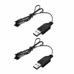 ZYGY 2PCS 3.7V 500mAh USB Ladekabel mit SM-2P Steckverbinder für Mini-ferngesteuerte Fahrzeuge, LKWs, Geländefahrzeuge, ferngesteuerte Boote, Drohnen, Luftwaffen, ferngesteuerte elektrische Spielzeuge