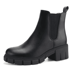JABASIC Chelsea Boots für Damen Elastische Plateau-Stiefel zum Hineinschlüpfen 40 EU Schwarz