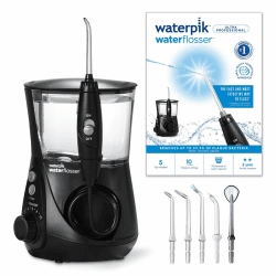 Waterpik Ultra Professional Munddusche, 7 Aufsätze, 0,7-7 Bar, 10 Druckeinstellungen, Timer, Schwarz