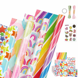 Geschenkpapier Geburtstag, 43 X 300cm Wrapping Paper Geschenk Papier Geburtstag Weihnachtenr für Kdinder Mädchen Farbig