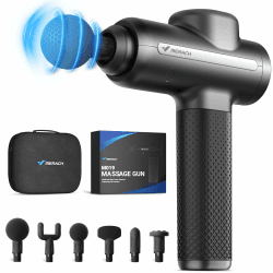Massagepistole, Merach Massage Gun, Massagegerät für Schulter Körper Rücken Entspannung, Masagegäret Pistole Mit 6 Massageköpfen, Massagepistole Testsieger mit 5 Intensitätsstufen, Geschenke Schwarz