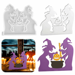 Halloween Silikonformen Gießformen, Gipsformen Zum Gießen mit Doppelhexe, Silikonform Kürbis Weich, Formen für Gips Gießen für Handwerk Ornamente Fondant Duftkerze Soap 1Pcs Doppelte Hexenform