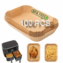 Backpapier für Heißluftfritteuse, 100 Stück 22cm Airfryer Backpapier für Ninja, Air Fryer Accessories kompatibel mit 7.5-10L Ninja AF300EU AF400EU Princess und anderen Dual Zone Air Fryer Backpapier für Dual Zone