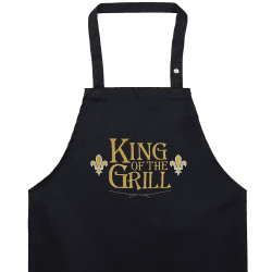 EXPRESS-STICKEREI Schürze Papa/Opa Männer - Kochschürze mit Design Grillschürze für Männer/Damen Schürze verstellbar mit Tasche - Chef kocht Küchenschürze Herren Latzschürze Vatertag Geschenk King of the grill - Lilie - Grillschürze