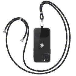 GUMO-LONG Handykette Universal zum Umhängen - Kompatibel mit jedem Handy und Smartphone, Kette zum Umhängen, Hülle mit Kordel, Handyband mit jeder Hülle kombinierbar schwarzes Gold
