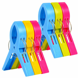 Vicloon Badetuch Clips 6 Stück große Wäscheklammern Handtuchklemmen Strandtuchklammern Clips Winddicht Klammern auf Strand und Sonnenliegen für Wäsche Strandtuch, Badetuch, Teppich (6 PCS) 6 Stück-plastik
