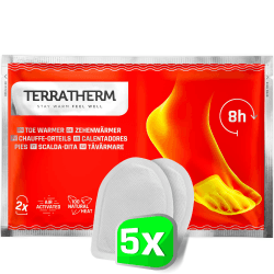TerraTherm Fußwärmer Pads - 5, 10 oder 30 Paar - Zehenwärmer selbstklebend für 8h warme Füße, Wärmepads Füße- extra dünn und angenehm weich 5 Paar