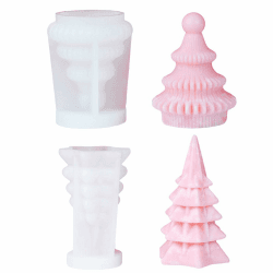 ALLAVA 2 Stück Silikonform Weihnachten, 3D Gießform Tannenbaum, Silikonformen Gießformen Weihnachten, Silikonform Tannenbaum für Kerzenherstellung, Handgefertigte Seife, DIY Handwerk Dekoration 2 x Tannenbaum