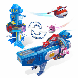 Super Wings 2-in-1-Super-Raumbasis Mit Transformer-Flugzeug Jett und Dizzy, Spielzeug für 3 4 5 6 7 8 9 10 Jahre alte Mädchen und Jungen, Blue Space Base