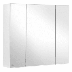 VASAGLE Wandschrank für Badezimmer, Schrank mit Spiegel, 3 Türen, 60 x 15 x 55 cm, mit verstellbarem Regal, modern, weiß, BBK22WT 60B x 55H cm