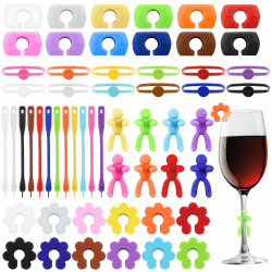 Furuising Glasmarkierer Silikon, Wiederverwendbare Glas Markierung Trinkgläser, Bunt Glasmarker Getränke Marken Weinglas Marker für Champagnerglas Cocktail Bar Party Stil 2
