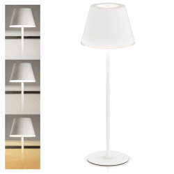 CSL - Tischlampe LED mit Akku - Kabellos - Touch - Helligkeit dimmbar - warmweiß neutralweiß kaltweiß - Metall - großer Akku - Tischleuchte - Nachttischlampe - Leselampe - Indoor/Outdoor - weiß A: Weiß
