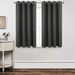 Joydeco Blickdichte Vorhänge mit Ösen Gardinen 2er Set, Verdunkelungsvorhang Thermovorhang Hitzeschutz, Ösenvorhang für Schlafzimmer Wohnzimmer (2xH137xB117, Dunkelgrau) Dunkelgrau H137 x B117 cm (2er Pack)
