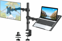 ELIVED Monitor Halterung mit Laptop Arm für die meisten 13-27 Zoll LCD LED Bildschirme und bis zu 15,6 Zoll Notebooks, VESA 75x75-100x100mm, EV024 EV024-DE
