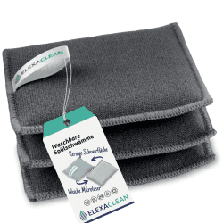 ELEXACLEAN Spülschwamm Topfreiniger Schwämme (3er Set, 10x8 cm, Dunkel-Grau) waschbar zum wiederverwenden, mit Mikrofaser 3er Set 10x8cm (small)