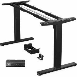 HUANUO Höhenverstellbarer Schreibtisch Gestell mit Bürstenlosem Motor,100 kg Tragfähigkeit Tischbeine Schreibtischgestell Höhenverstellbar für Tischplatten von 110x180cm,Nur Rahmen Schwarz