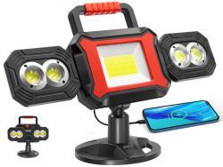 SYLSTAR LED Strahler Akku, 25W 2700LM COB Baustrahler mit Magnet und Powerbank, Drehbare Tragbare Wasserdichte Wiederaufladbare Arbeitsleuchte für Garage, Werkstatt Baustelle, und Autoreparatur