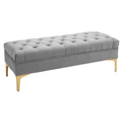 HOMCOM Sitzbank, Bettbank, Schuhbank mit erhöhten Beine, Schlafzimmer, Samt Hellgrau 118 x 45 x 42 cm Hellgrau+gold