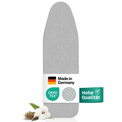 everlar® Premium Bügelbrettbezug 120x40 I Made in Germany I OEKOTEX100 I Bügeltischbezug I Komfortpolster I Bügelbezug für 115-122 x 35-40cm Bügelbrett Bezug I Bügelbrettbezug für Dampfbügelstation M Grey-white Dots