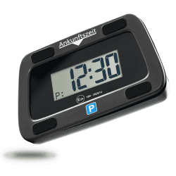Parkwächter v0 Elektronische Parkscheibe mit Zulassung – Automatische Auto Parkuhr nach StVO – Wechselbare Taktung – Schwarz – 111x72x25 mm