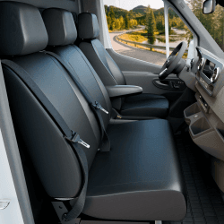 Walser Transporter Sitzbezüge Auto kompatibel mit Opel Vivaro/Renault Trafic/Nissan Primastar, Einzel/Doppelbank, Auto Sitzbezüge aus Kunstleder, Sitzschoner Auto, Auto Sitzauflagen Set für Van