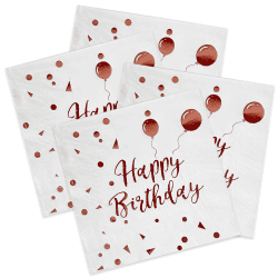 Kaimeilai Servietten Rosegold, 60 Stück Geburtstag Servietten, Happy Birthday Servietten Papierservietten in Rosa Gold 33x33cm, für Frau Mädchen Mann Geburtstag Party Deko (Rose Gold)