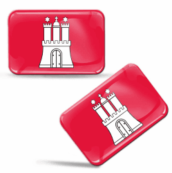 Biomar Labs® 2 x Aufkleber 3D Gel Silikon Stickers Hamburg Flagge Deutschland Fahne Flag Auto Motorrad Fahrrad Fenster Tür PC Handy Tablet Laptop F 97
