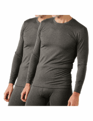 LAPASA Herren Thermounterwäsche Oberteil, Innenfleece Uunterhemd, Fussball Outdoor Sport Shirt (M09 Warm/M55 Wärmer/M26 Extra warm) L 200 Wärmer (2 Pack Oberteile) Dunkelgrau (2 Pack Oberteile)