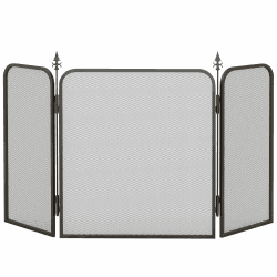HOMCOM Kaminschutzgitter, Faltbares Kamingitter mit 3 Paneelen, Funkenschutzgitter für Wohnzimmer, Schlafzimmer, Metall, 96 x 56 cm, Schwarz