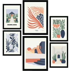 Nacnic Set mit 6 minimalistischen Postern in Pastellfarben. Fröhlicher Garten. Drucke von Landschaften und Natur für Innenarchitektur und Dekoration. A3 & A4 ohne Rahmen. A3 & A4 Fröhlicher Garten
