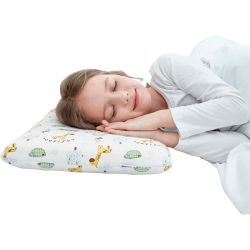 SIKAINI Kinder Kopfkissen 30x50 Oeko-Tex Memory Foam Kissen mit weichem Baumwollbezug von 3-8 Jahren Flaches Kissen 1 Stück (1er Pack)