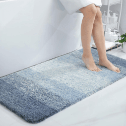 Homaxy Weich Badezimmerteppich 60x120 cm, rutschfest waschbar Badematte Flauschige Hochflor Badteppich Mikrofaser Saugfähig Badvorleger Duschvorleger (Blau) 60x120 cm Blau