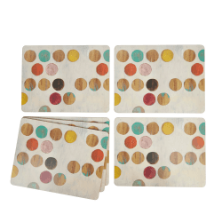 KitchenCraft CreativeTops Retro Spots Platzdeckchen Set, Tischset mit gepunktetem Design, 6 Untersetzer Platzdecken, Platzsets, Tischuntersetzer Abwaschbar, Hitzebeständige Korkrückseite, 30 x 22,8 cm