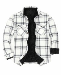ZENTHACE Männer warme Sherpa gefütterte Fleece karierte Flanellhemdjacke (Alle Sherpa Fleece gefüttert) XL Ice