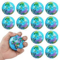 Ainiv Anti Stress Spielzeug Bälle, 12 Stück Globusmuster Stressball, 6cm Schaum Stressabbau Bälle, Stressabbau Spielzeug für Kinder Erwachsene Mitgebsel Gastgeschenke Kindergeburtstag Weihnachten 12 Stück Globusmuster-6cm