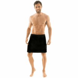CelinaTex Malaga Saunakilt Herren S/M schwarz Mikrofaser Sauna Kilt Coral Fleece Saunamantel Saunatuch