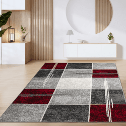 Paco Home Teppich Wohnzimmer Kurzflor Marokkanische Kreis Und Bordüren Muster Modern, Grösse:160x220 cm, Farbe:Rot 2 160 x 220 cm (Rechteckig) Rot 2