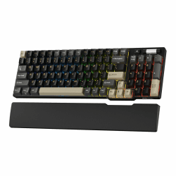 RK ROYAL KLUDGE RK96 RGB Limited Ed, 90% 96 Tasten Kabellose Tri-Modus BT5.0/2.4G/USB-C Hot-Swap-fähige Mechanische Tastatur mit Handballenauflage, Software-Unterstützung, Lineare Schalter, QWERTY Linearer Chromgrün Schalter Eclipse Schwarz