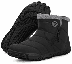 Gaatpot Barfuß Winterschuhe Damen Herren Winterstiefel Warme Gefüttert Stiefel Schneestiefel Boots Schuhe Breiter Zehenbox 37-47 40 EU Schwarz N