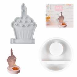 Gfamous 2 Stück Kuchen Kerzenhalter Gießform,Gießformen Silikon DIY, Kerzen Formen Silikon,Silikonformen Gießformen Kerzenhalter,Weihnachten,Geburtstag,Halloween,Muttertag usw(Kuchen)