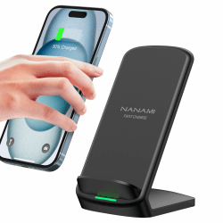NANAMI Fast Wireless Charger,10W Induktive Ladestation für Samsung Galaxy S24/S23/S22/S22+/S21/S20/S10/S10+/S9+/S9/S8/S7 Note 20,7.5W für iPhone 16/15/14/13/12/11/SE 2/X/XS/XR/8/8 Plus Google Pixel LG Kein Adapter Schwarz