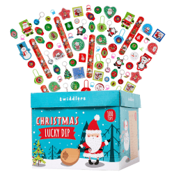 THE TWIDDLERS 100 Stück Weihnachten Adventskalender Mitgebsel Spielzeug für Jungen & Mädchen, Lucky Dip Tombola Weihnachtsspiele