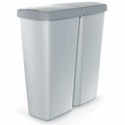 Monzana® Mülleimer Küche 50L 2 Fächer mit Deckel Druckknopf Abfalleimer Büro Papierkorb Biomüll Gelber Sack Mülltrennsystem Recycling Grau Anthrazit