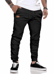 JMIERR Herren Hose Chino Cargo Hose Jogginghose Herren Baumwolle Sporthose Casual Freizeithose Elastische Taille mit Kordelzug Sweatpants Herren mit Taschen XXL A Schwarz