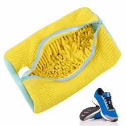 Lymshine Schuhwaschbeutel Waschmaschine, Schuhbeutel Waschmaschine, Sneaker Schuhe Waschbeutel, Wäschesack Schuhe für Waschmaschine mit Reißverschluss, 360°Reinigung Wiederverwendbar (Gelb)