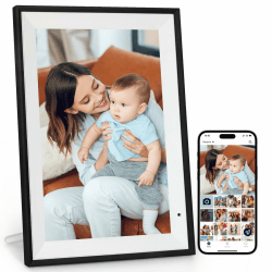 AEEZO Digitaler Bilderrahmen WLAN 10,1 Zoll,1280x800 IPS Touchscreen Elektronischer Fotorahmen,32GB-Speicher,Automatische Drehung, Unterstützt Micro SD Karte 10 Zoll Weiß